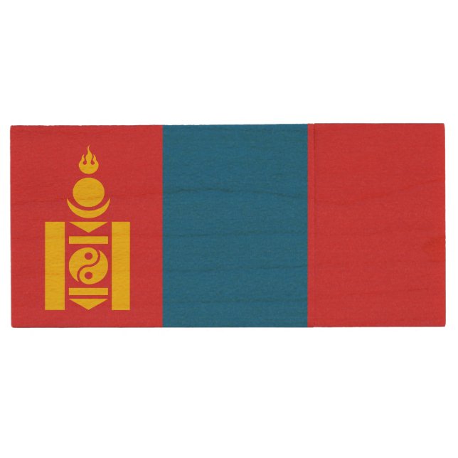 Mongolia Flag Wood Flash Drive (Front)