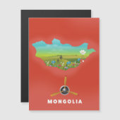 Mongolia Illustrated map tourism poster. (Front/Back)