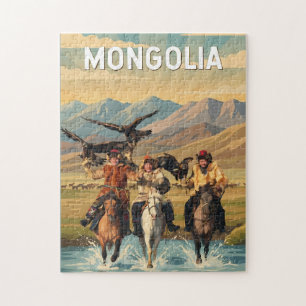 Mongolia Illustration Travel Art Vintage Jigsaw Puzzle