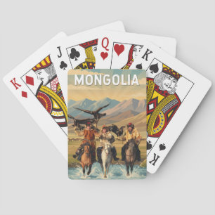Mongolia Illustration Travel Art Vintage Poker Cards