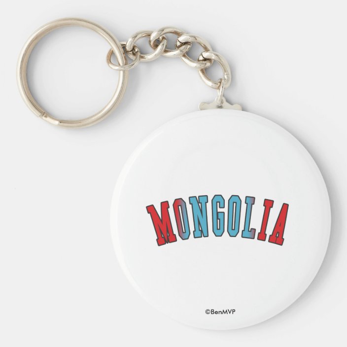 Mongolia in National Flag Colors Key Chain