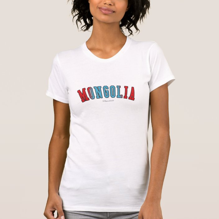 Mongolia in National Flag Colors Tee Shirt