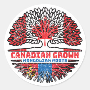 Mongolia Mongolian Canadian Canada Tree Roots Flag Classic Round Sticker