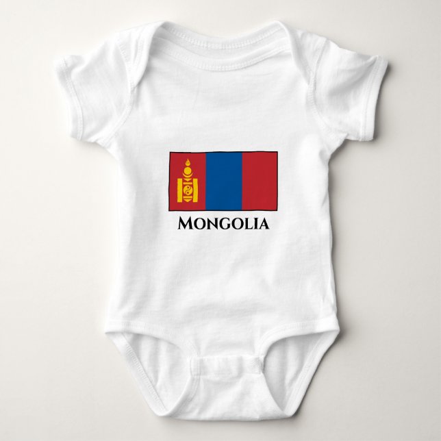 Mongolia (Mongolian) Flag Baby Bodysuit (Front)