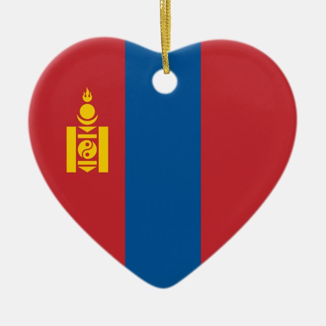 Mongolia – Mongolian Flag Ceramic Ornament (Front)