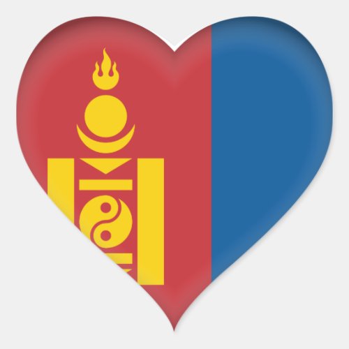 Mongolia Mongolian Flag Heart Sticker