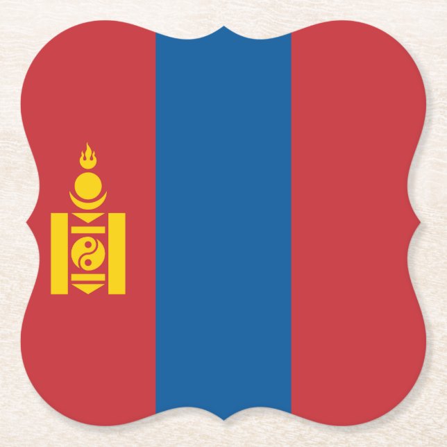 Mongolia (Mongolian) Flag Paper Coaster (Front)