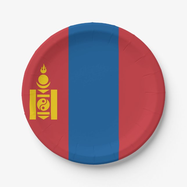 Mongolia (Mongolian) Flag Paper Plates (Front)