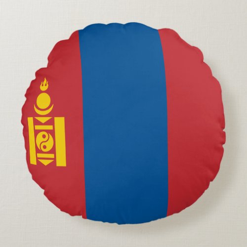 Mongolia Mongolian Flag Round Pillow