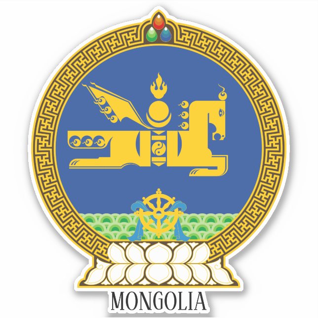 Mongolia National Coat Of Arms Patriotic Sticker (Front)