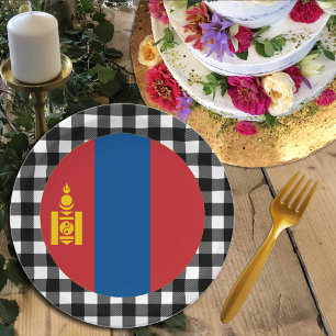 Mongolia Plate, buffalo plaid & Mongolian Flag Paper Plates