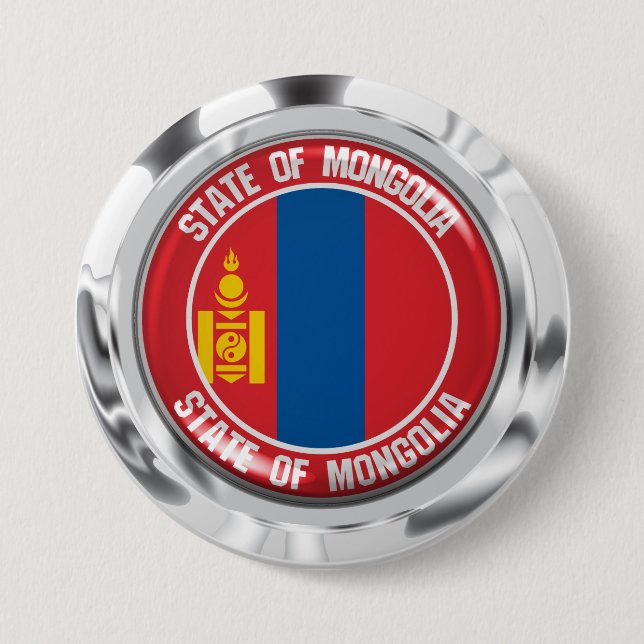Mongolia Round Emblem Button (Front)