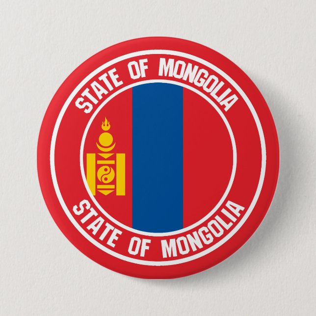 Mongolia Round Emblem Button (Front)