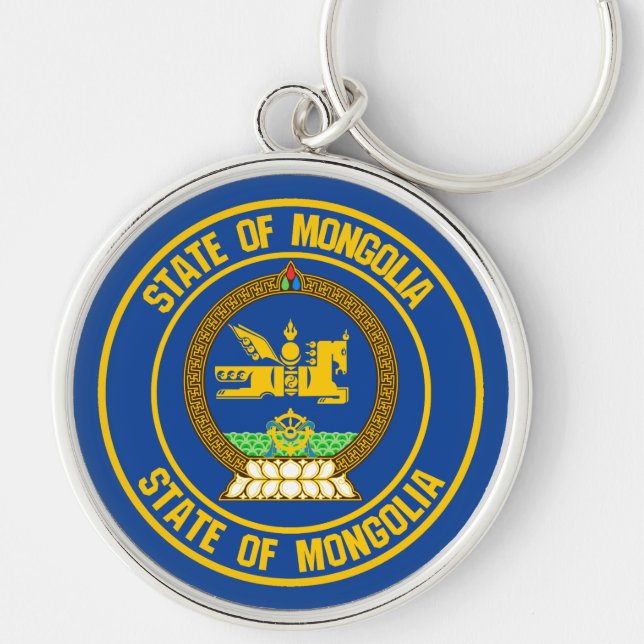 Mongolia Round Emblem Keychain (Front)