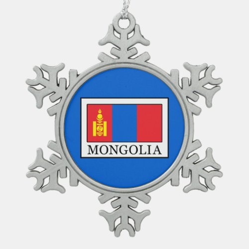 Mongolia Snowflake Pewter Christmas Ornament