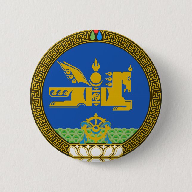 Mongolia State Emblem Pinback Button (Front)