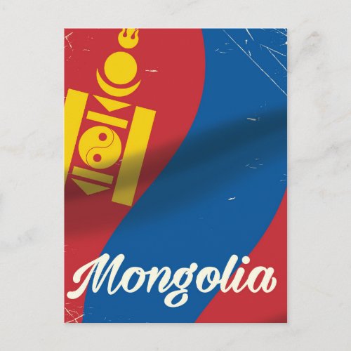Mongolia vintage style travel poster postcard