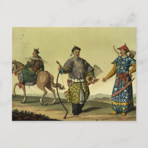 Mongolian Eight Flags soldiers from Ching's milita Postcard