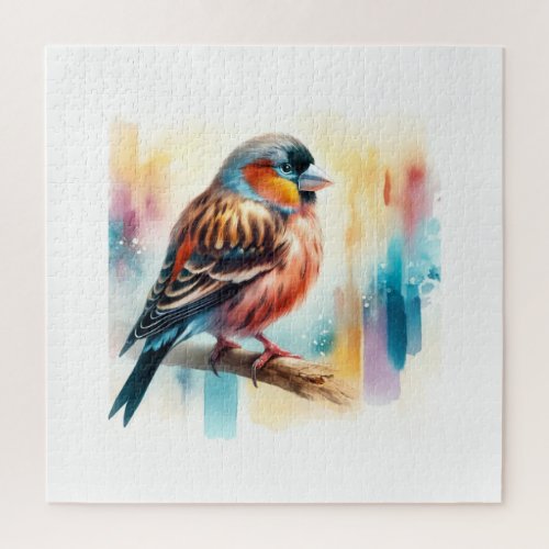 Mongolian Finch in Watercolor AREF802 _ Watercolor Jigsaw Puzzle