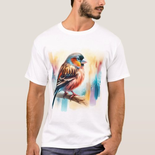 Mongolian Finch in Watercolor AREF802 _ Watercolor T_Shirt