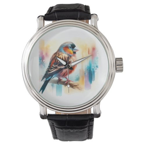 Mongolian Finch in Watercolor AREF802 _ Watercolor Watch