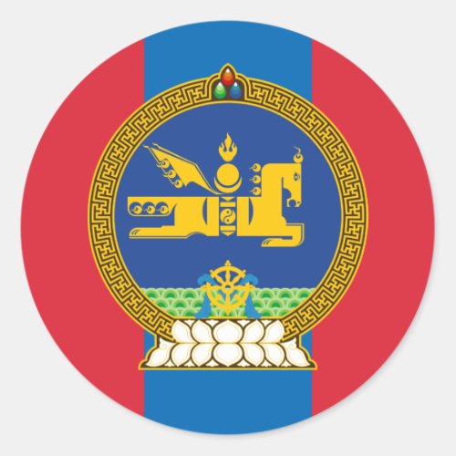 Mongolian Flag  Emblem Flag of Mongolia Classic Round Sticker