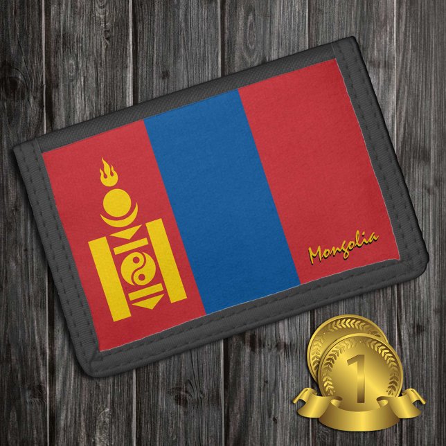 Mongolian flag fashion, Mongolia patriots / sports Trifold Wallet (Creator Uploaded)