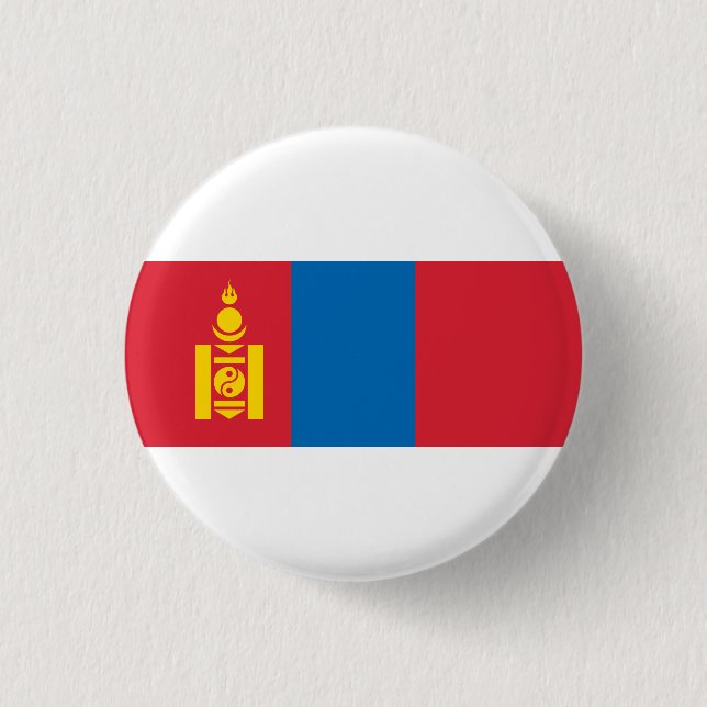 Mongolian Flag, Flag of Mongolia Button (Front)