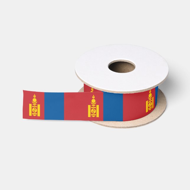 Mongolian Flag & Mongolia travel, holiday/sports Satin Ribbon (Spool)