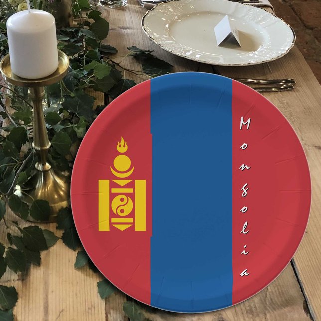 Mongolian Flag plates, party, sports, Mongolia Paper Plates (Creator Uploaded)