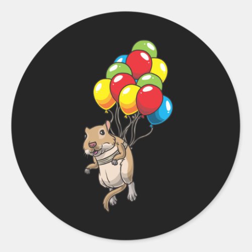 Mongolian Gerbil with ballons Classic Round Sticker