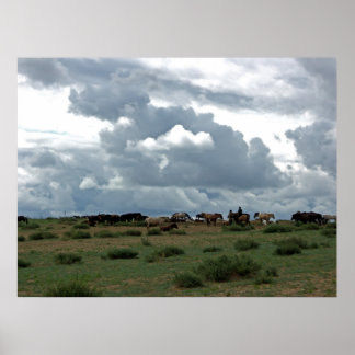 Mongolian Horses Poster