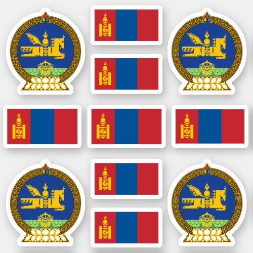Mongolian national symbols  coat of arms and flag sticker