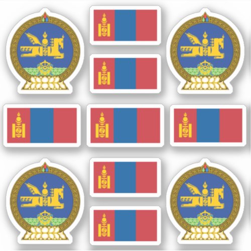 Mongolian national symbols  coat of arms and flag sticker