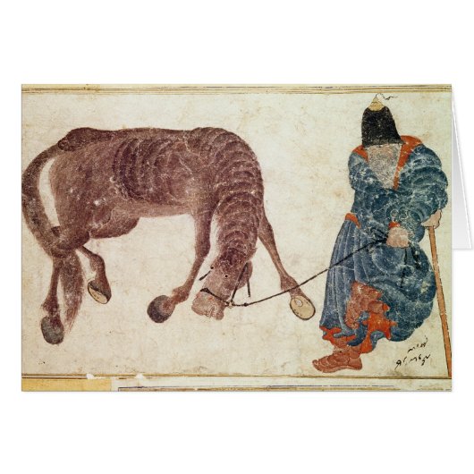Mongolian nomad taking his horse to water (Front Horizontal)