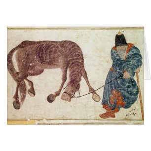 Mongolian nomad taking his horse to water cards