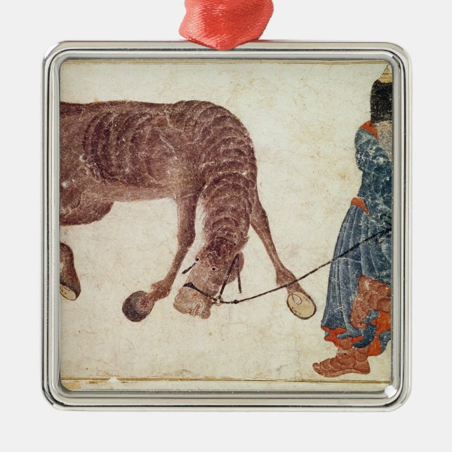 Mongolian nomad taking his horse to water metal ornament (Front)