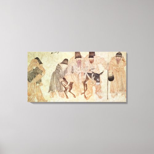 Mongolian nomads with a donkey 15th century canvas print