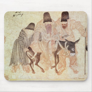 Mongolian nomads with a donkey, 15th century mouse pad