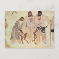 Mongolian nomads with a donkey, 15th century