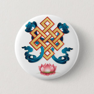 Mongolian religion symbol endless knot for decor pinback button