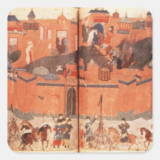Mongols under the leadership of Hulagu Khan Square Sticker (Front)