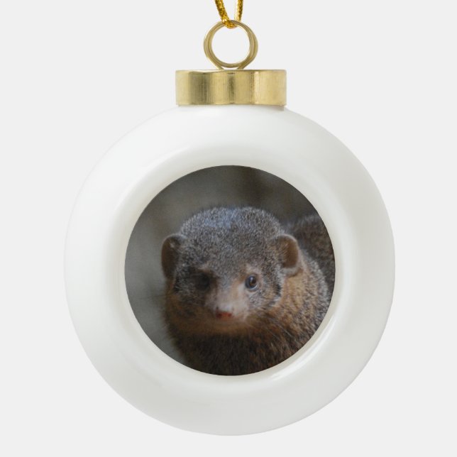 Mongoose Ceramic Ball Christmas Ornament (Front)