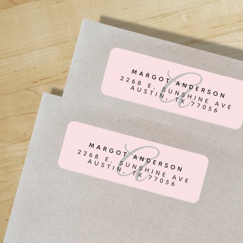 Mongoram Chic Stylish Script Pink Return Address Label