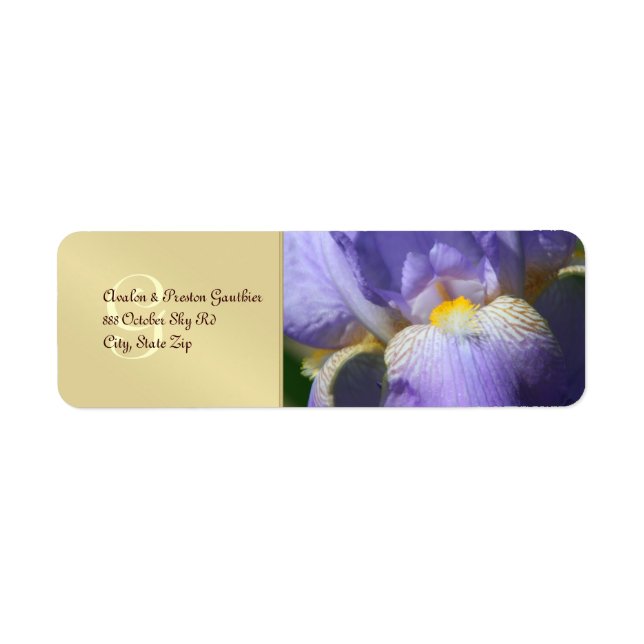 Mongram Purple Iris Wedding Address Label (Front)