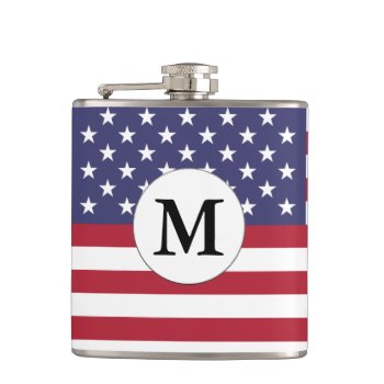 Mongrammed American Flag Hip Flask by haveagreatlife1 at Zazzle