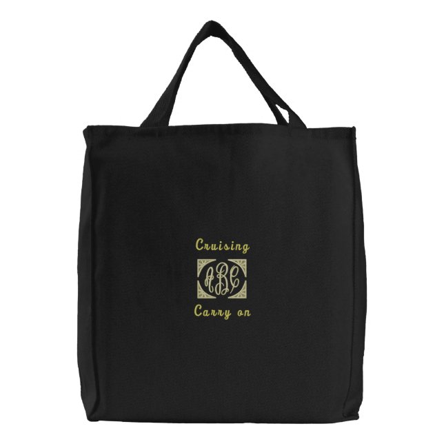 Mongrammed Cruising Carry on -dark Embroidered Tote Bag (Front)
