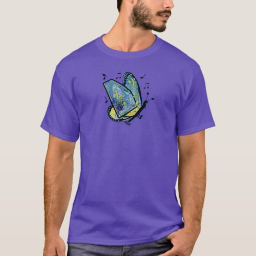 Monharpfly Autoharp Butterfly Three T_Shirt