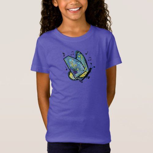 Monharpfly Autoharp Butterfly Three T_Shirt