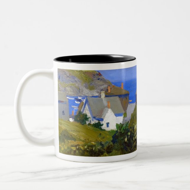 Monhegan Houses Maine by Edward Hopper Two-Tone Coffee Mug (Left)